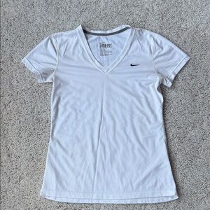 Nike Women's White V-Neck Dri-FIT Tee